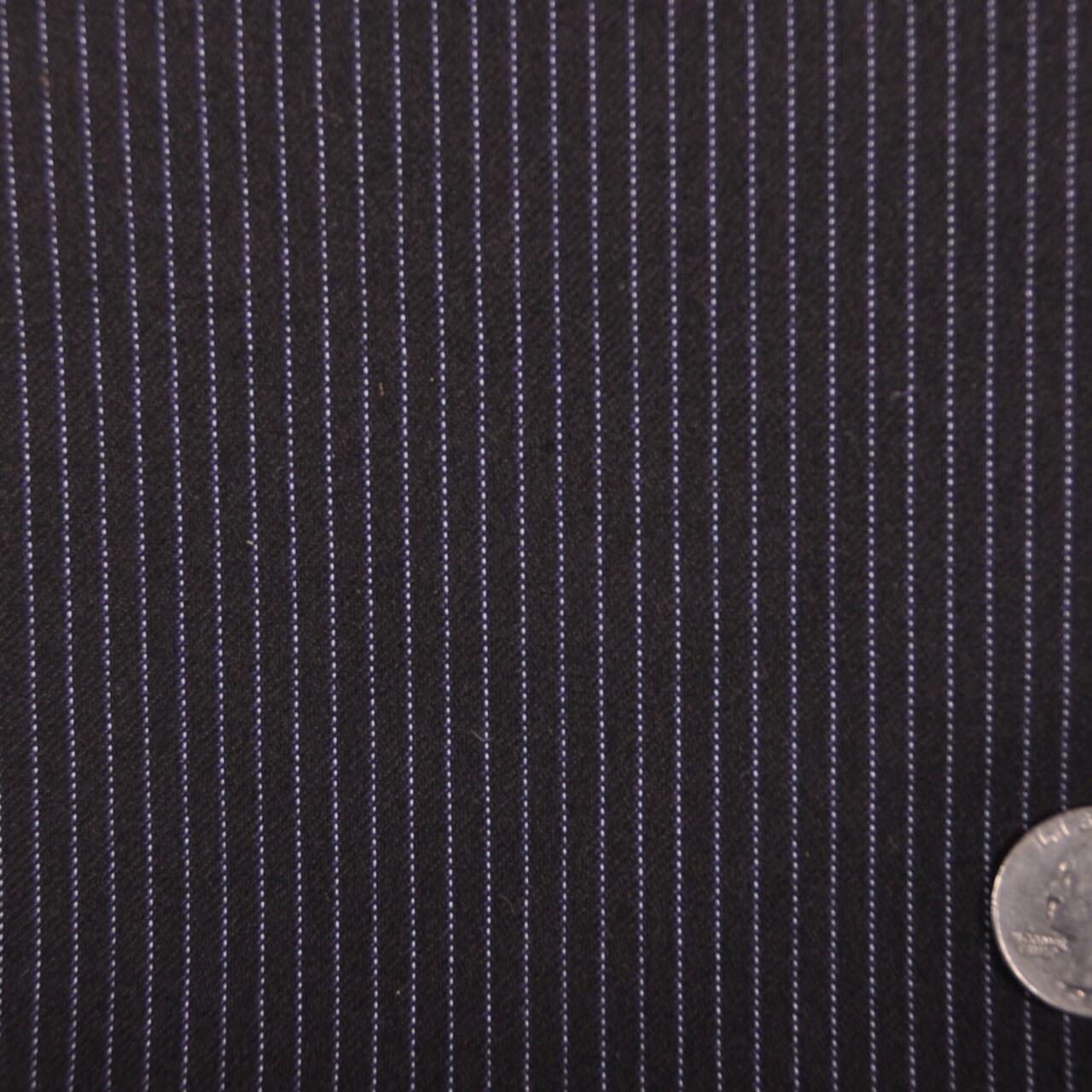 1 Yard Black Brown Purple and White Striped Wool Suiting Fabric 55 inch Width